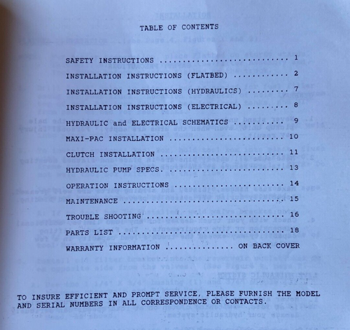 Original Harper DewEze Flatbed Operation & Service Manual -- 21 Pages - Picture 2 of 4