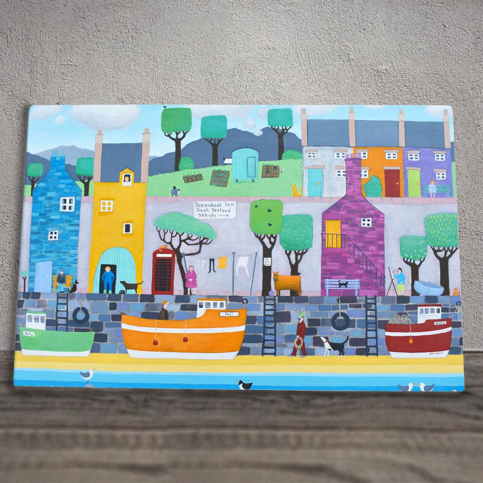 Nautical Ceramic Tile Picture Plaque Harbour Sign Wall Art Alisa Black 20x30cm