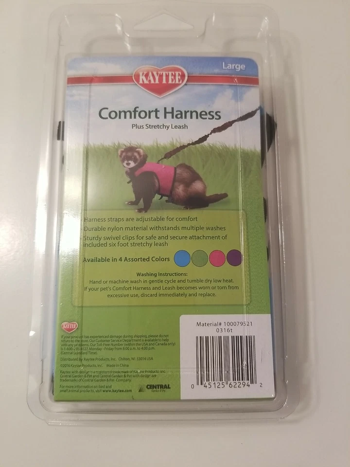 Arnés Kaytee Animal Pequeño Correa Elástica Talla Grande Azul Nuevo Foto 2 de 3