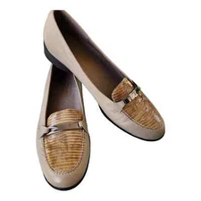 Munro American "Comb Last" Tan/Brown Leather/Lizard embossed Loafers SIZE 7.5N