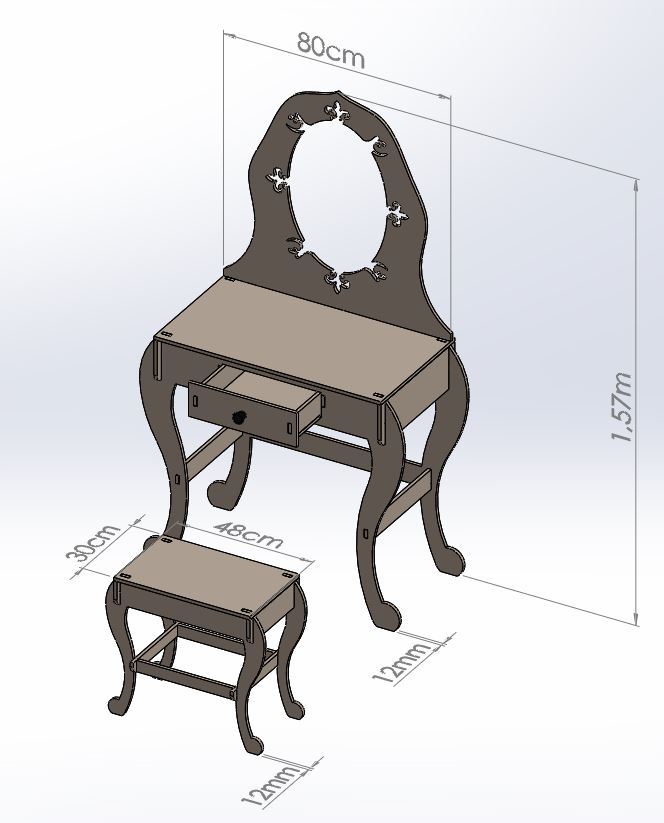 Dressing Table Design DXF File CNC or Laser Cutting ArtCAM Vectric ...