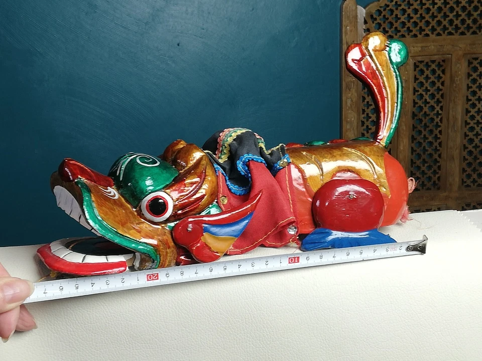 MARIONNETTE Chinoise ancienne en bois laquée théatre d'eau - Photo 2/4