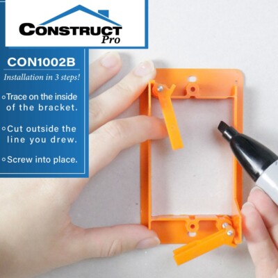 Slim Single Gang Open Back Low-Voltage Plastic Bracket, Orange, 10pk