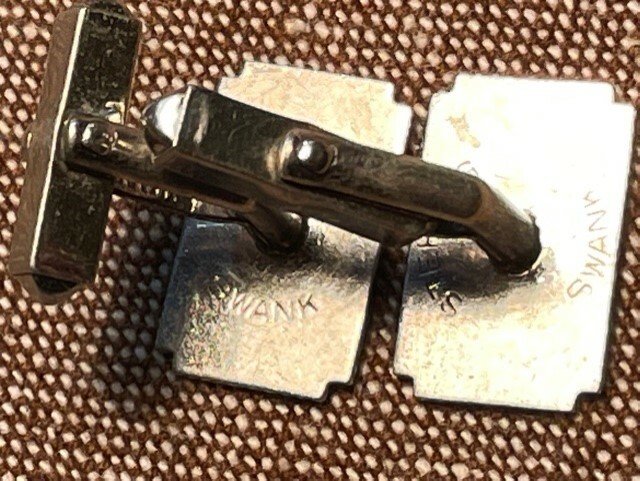 SWANK Sterling Silver Rectangular Cuff Links Engr… - image 4