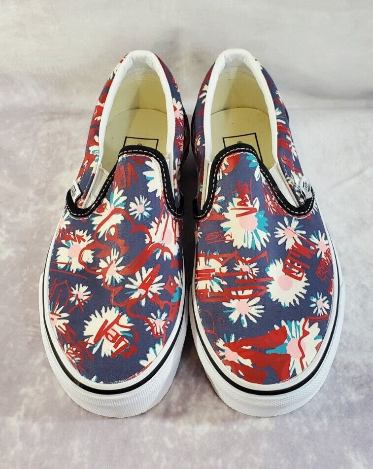 VANS CREW CLASSIC SLIP-ON Shoes Floral Red Blue Womens 5.5  display picture 2