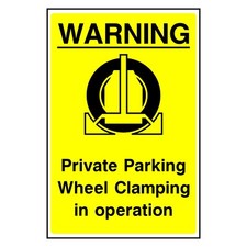 Warning Private Parking Wheel Clamping Sign or Sticker PARK0003