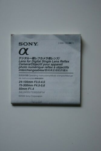 Sony Alpha Lens 24-105 75-300 50 Manual Very Good Condition  - Afbeelding 1 van 1