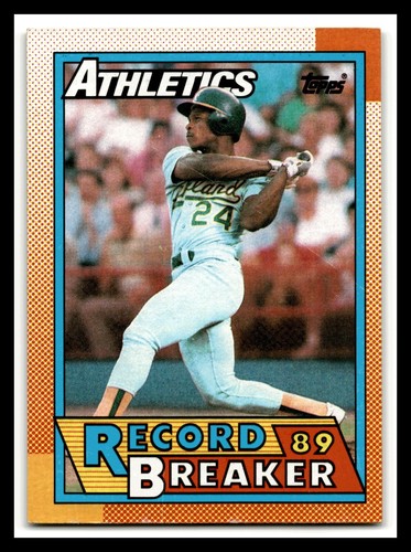 1990 Topps Rickey Henderson HOF Athletics 89 Record Breaker #7 Near Mint NM