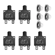 5 PCS 125/250V AC 32V DC 20A Circuit Breaker with Manual Reset Push Button Ov