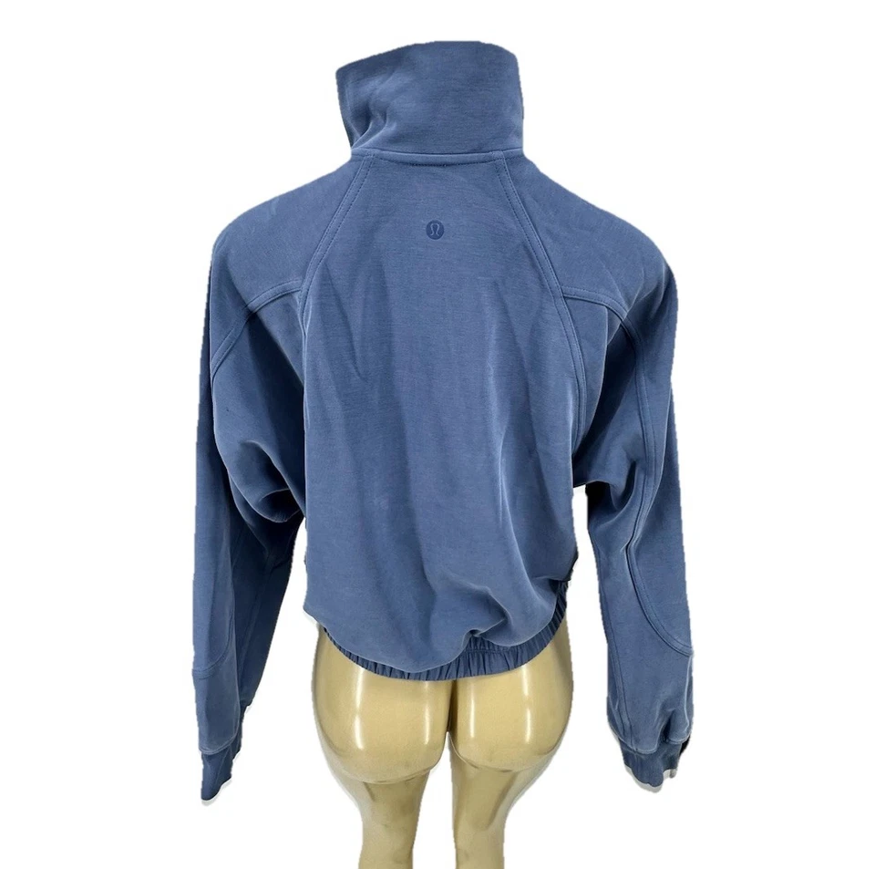 Lululemon Talla 4 Mujer Cepillado Softstreme Cuello Embudo Cremallera Azul W3FXYS I3 Foto 3 de 4