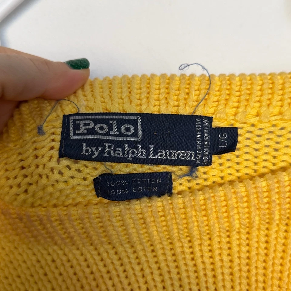 Polo Ralph Lauren 毛衣黄色红色条纹棉质圆领长袖男女通用 — 第 3/4 张图片