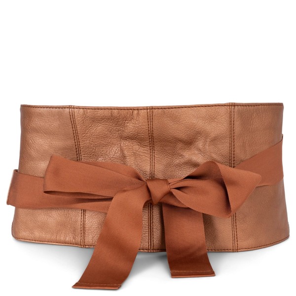 73031 Authentischer BRUNELLO CUCINELLI Kupfer Leder 2018 BREITER KIMONO TAILLENGÜRTEL S