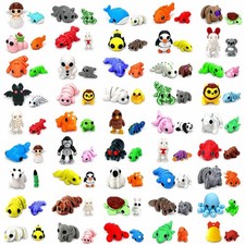 Cute 3D Printed Animals 102 Pcs Flexible Mini Figurines Surprise