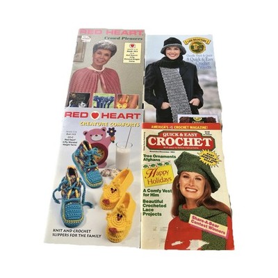 Red Heart, Lion Brand Yarn, Leisure Arts Crochet & Knitting Patterns Books Lot 