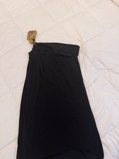 Rare David Meister one shoulder gold embellished cocktail dress