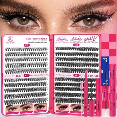 Foxy Beauty Lash Clusters Kit 640 Piece Assortment, black