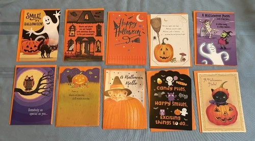 Lot of 10 Brand New Hallmark Expressions Halloween Greeting Cards w Envelopes