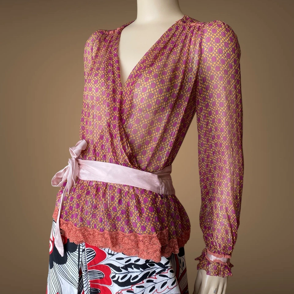 Blusa Dolce&Gabbana D&G De Colección Y2K Malla Seda Talla 40IT S Foto 3 de 4