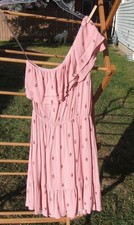 Mossimo Supply Co One Shoulder Dress Misses Size Medium Rose Pink Ruffles Target