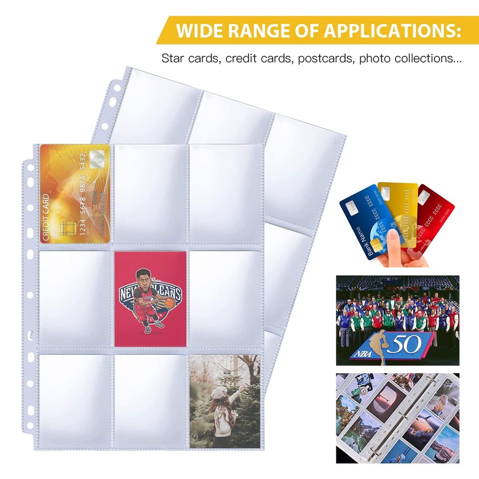 9 Pocket Page Protector, 100 Pack Trading Card Sleeve, 100, Transparent ...