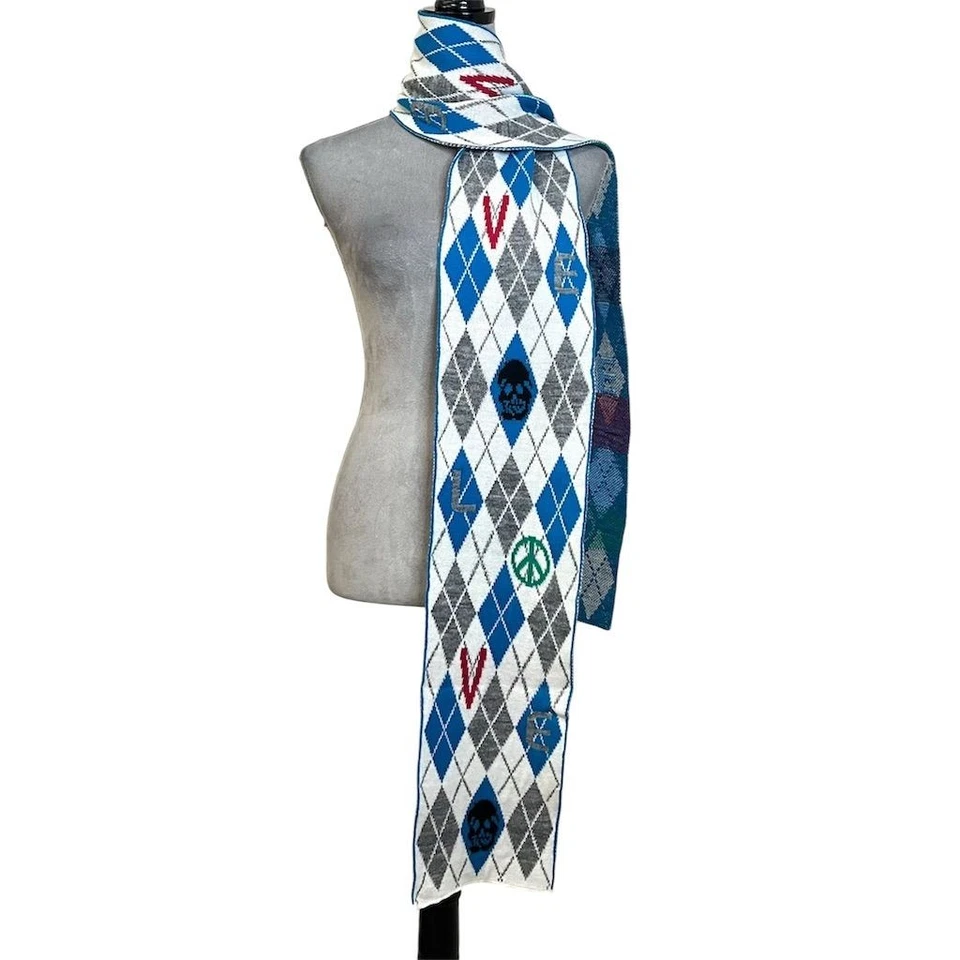 Bufanda Argyle Unisex Marca Lucky Paz Amor Calavera OS Patinador Motociclista Otoño  Foto 2 de 4