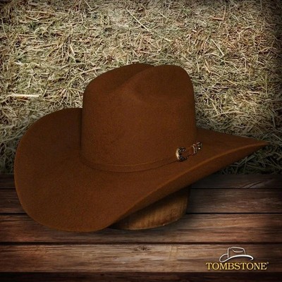 Original Tombstone 20X Western Cowboy Felt Hat Classic Roper Texas Style- Walnut