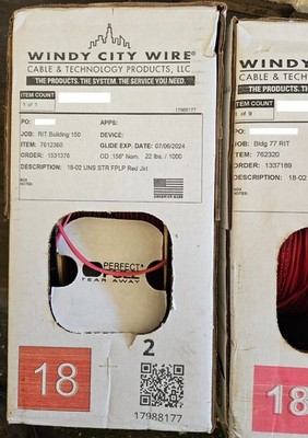 Windy City FPLP Red Jkt Cable 7612360, 800 Ft Reel