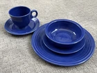 5 Pc Place Setting Vintage Blue Fiestaware  1936-1943 Plate Bowl Saucer Ring Cup