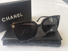 CHANEL Unisex Adults black sunglasses Cat Eye black glasses
