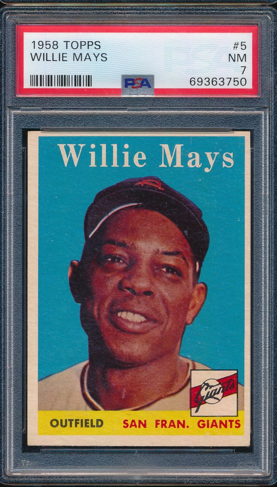 EL.HE33 1958 Topps #5 Willie Mays PSA 7 NM