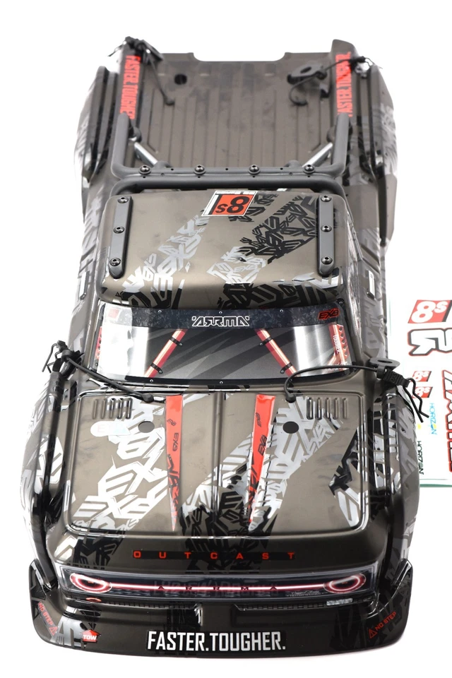 OUTCAST 8S EXB - Body Shell (BLACK polycarbonate cover & Body Pins ARA5810V2T1 - Image 4 of 4