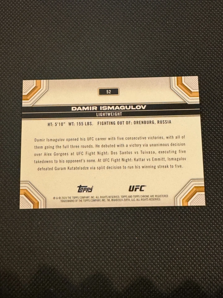 2024 Topps Chrome UFC - Damir Ismagulov #52 Blue Refractor /150 - Image 2 of 2