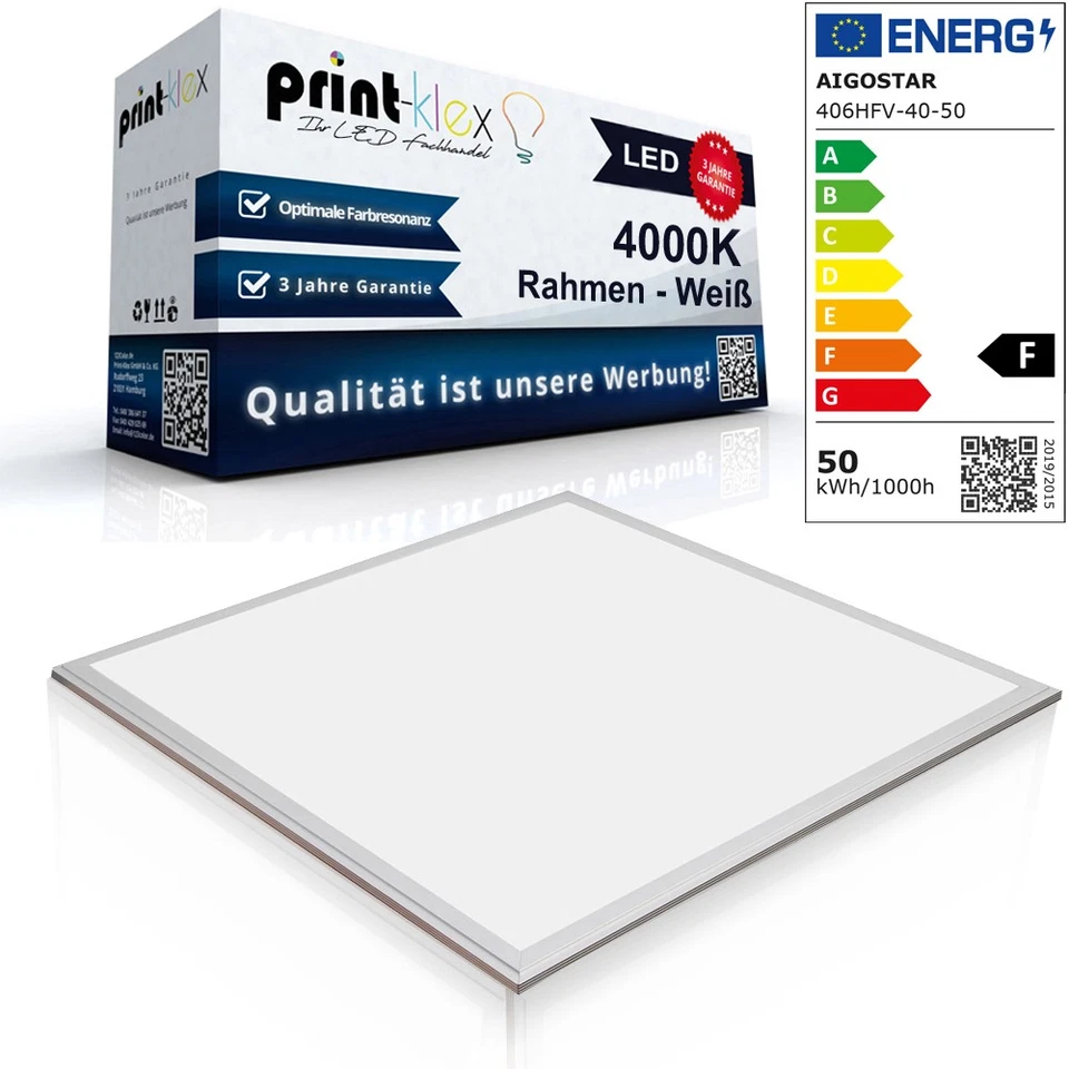 Qualitäts LED Panel Slim 60x60cm 50W Deckenleuchte Licht 4000K Weiß - Plus Serie