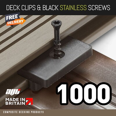 1000 Composite Decking versteckte Befestigungsverschlüsse Kunststoff T Clips & schwarze Schrauben