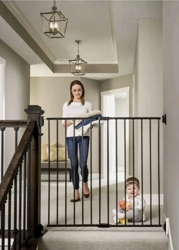 Extra Tall Top Of Stair -Metal Walk Through Baby Safety Gate Model 1255
