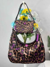 COACH Ocelot Print Nylon Shoulder Bag #F26033 + Wristlet (2 Pieces Set)