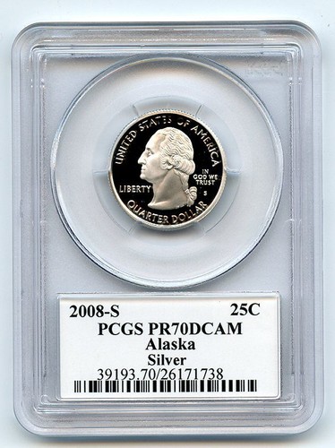 2008 S 25C Silver Alaska Quarter PCGS PR70DCAM - Picture 2 of 2