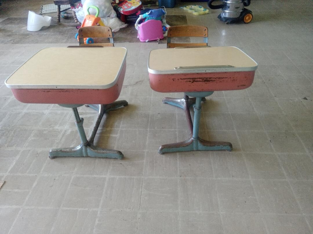 2 antique american seating company kids school desks eBay