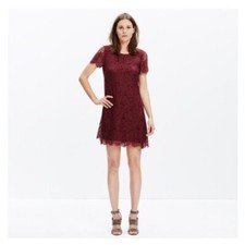 Madewell Lace Magnolia Shift Mini Dress Burgundy Size 4