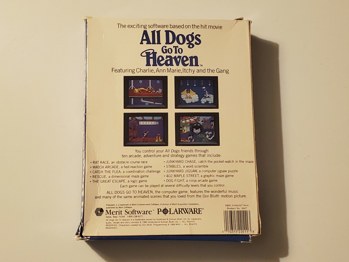 All Dogs Go to Heaven (IBM, DOS, 1989) Rare Polarware Game
