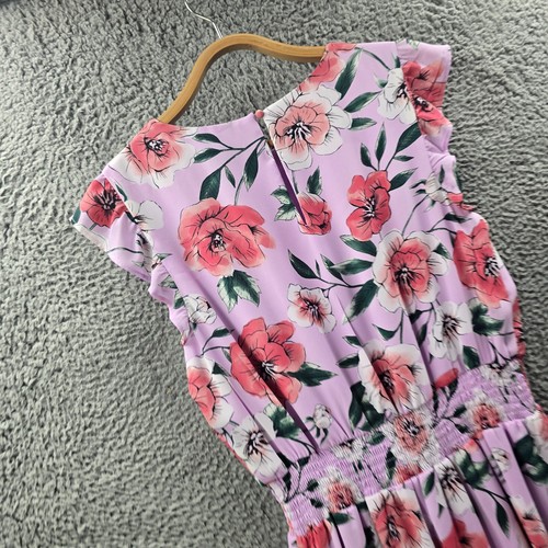 Tokito Womens A-line Dress Size 10 Purple Pink Floral Sleeveless Elastic Waist - Picture 8 of 13