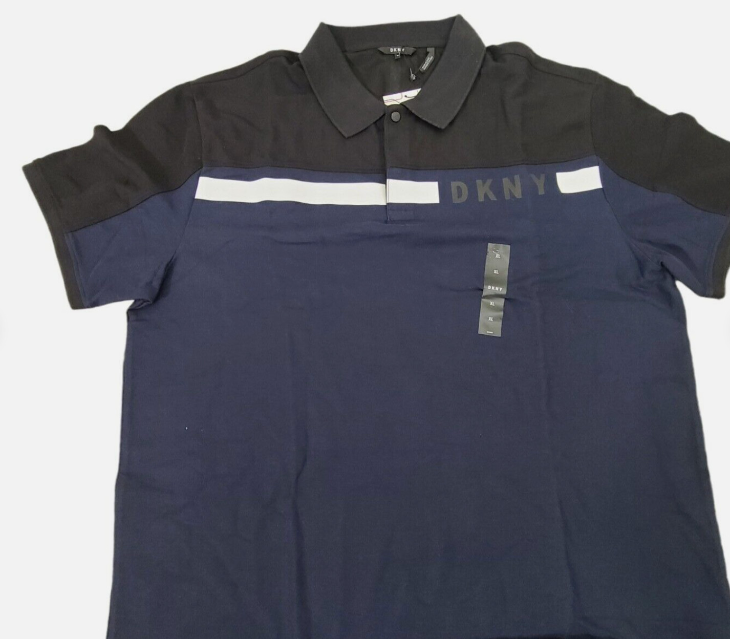 НОВАЯ мужская сетчатая рубашка поло DKNY Transit с бирками W короткий рукав темно-синий Размер S 8090₽