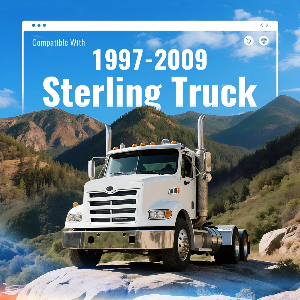 Hood Side Vents Chrome w/Amber Lens Air Intake Trim For 1997-2009 Sterling Truck - Image 3 of 4