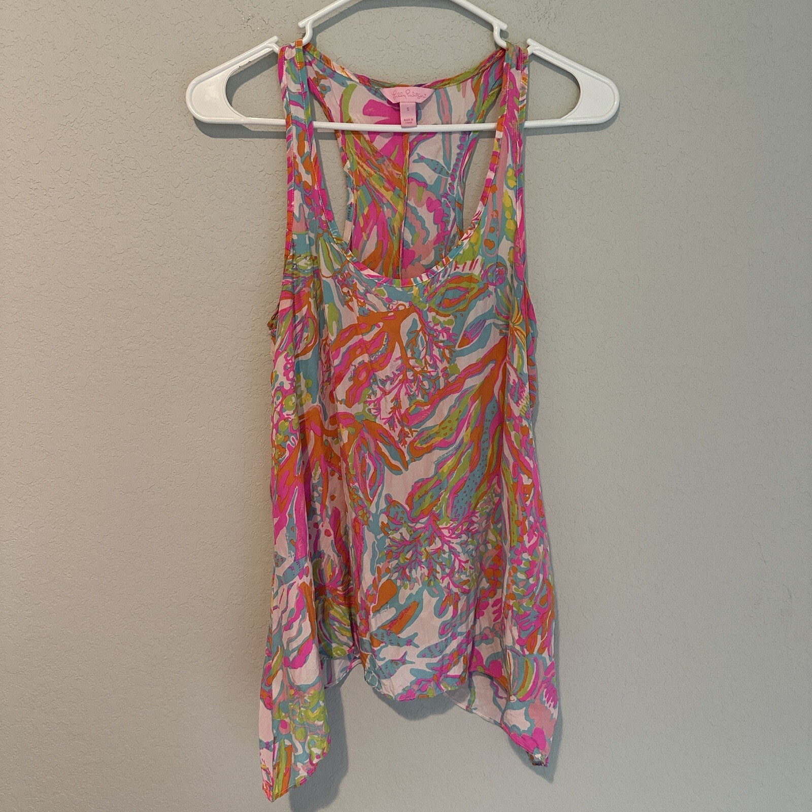 Lilly Pulitzer Malie Tank Top Colorful Womens Size Small Silk Flowy Beach