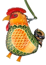 Rooster Handmade Leather Coin Wallet Wristlet Purse Credit Card Holder w/Strap