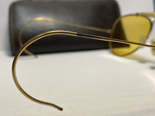 58-14 VINTAGE 60s B&L RAY BAN AMBERMATIC OUTDOORSMAN Aviator Sunglasses Yellow - Picture 7 of 10