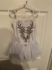 iEFiEL White Dance Costume Dress Silver Sequins Tutu Dress Child Size 7/8 Medium