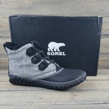 Sorel Women's Out N About Plus Waterproof Duck Boots Grey Black Sz 6 NIB