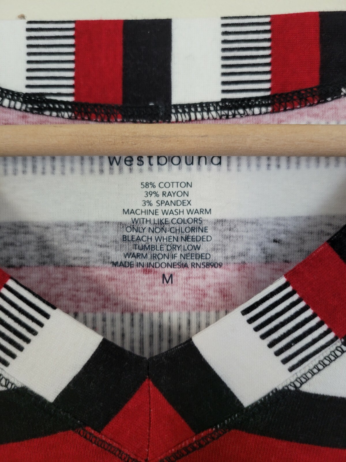Westbound V Neck Striped Shirt Size Medium
