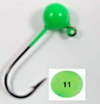 10 PK Painted Round Jig Heads. Various sizes and colors. Colors 1-24.